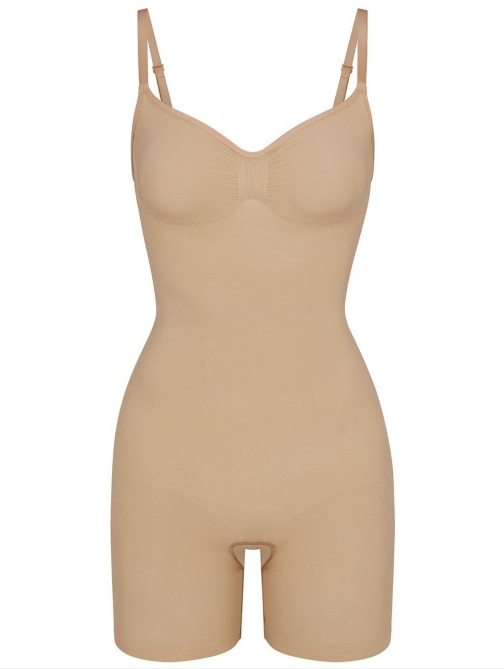 Skims Seamless Sculpt Mid Thigh Bodysuit - Clay